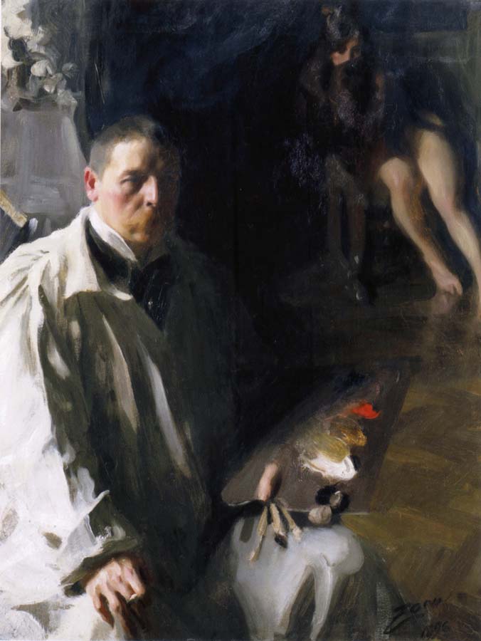 Anders Zorn Sjalvportratt with model